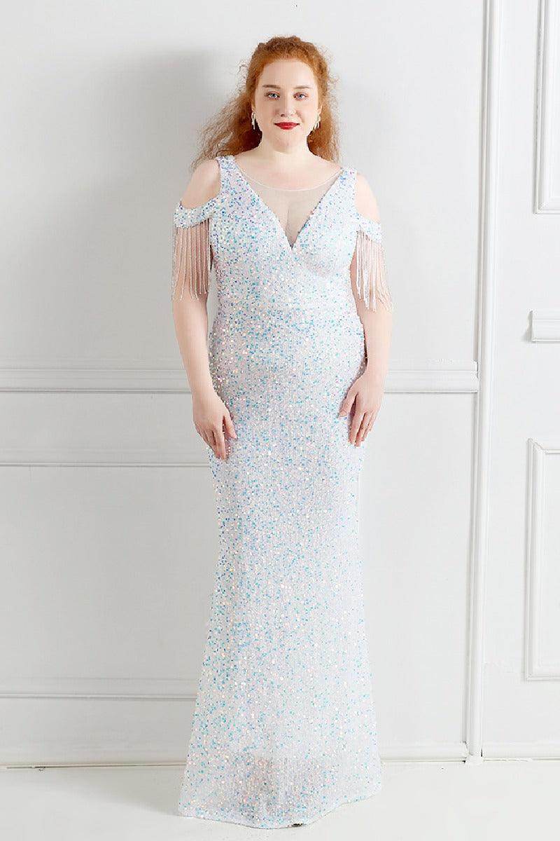 Sheath-column floor length sequined dress 647192266545 - COCOMELODY